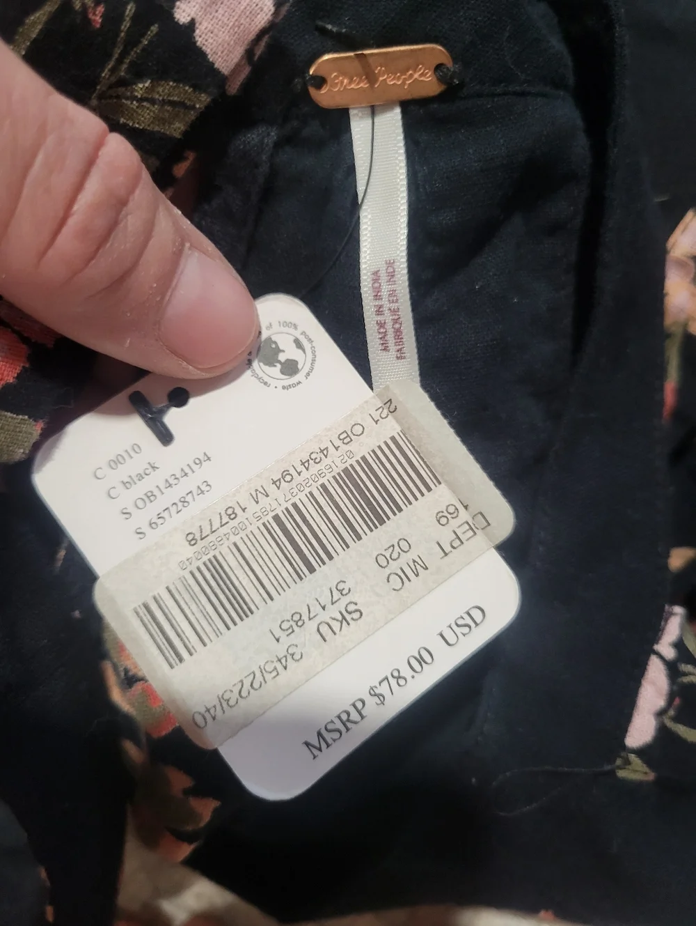 Free Peoe Black Floral Halter Top - Picture 3 of 3